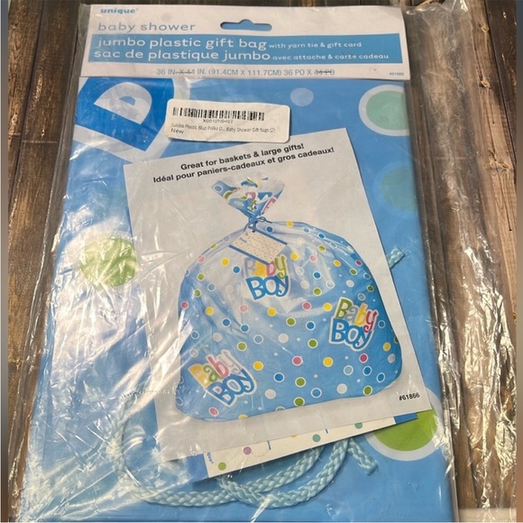 5for$10 Extra-Large Blue Polka Dots Gift Bag for Baby Shower - 44" x 36" Boy - Picture 4 of 5